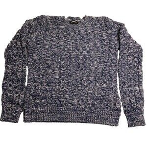 Express Sweater~Cable Knit~Dark Navy Blue/White~Women's size L Large NWOT NICE!